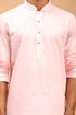 VASTRAMAY Pink Cotton Baap Beta Kurta Dhoti Set